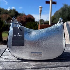 Kate Spade New York Metallic Silver Crescent Bag